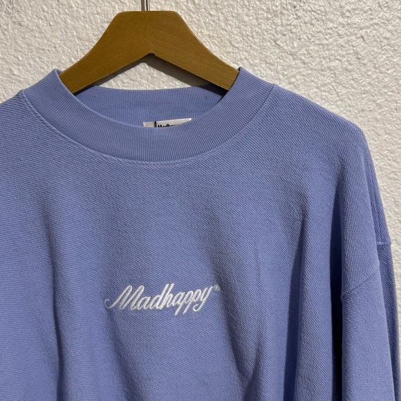 RARE Madhappy Terrycloth Crop Crewneck Pullover Sweatshirt Purple Women’s Size M - Picture 2 of 7